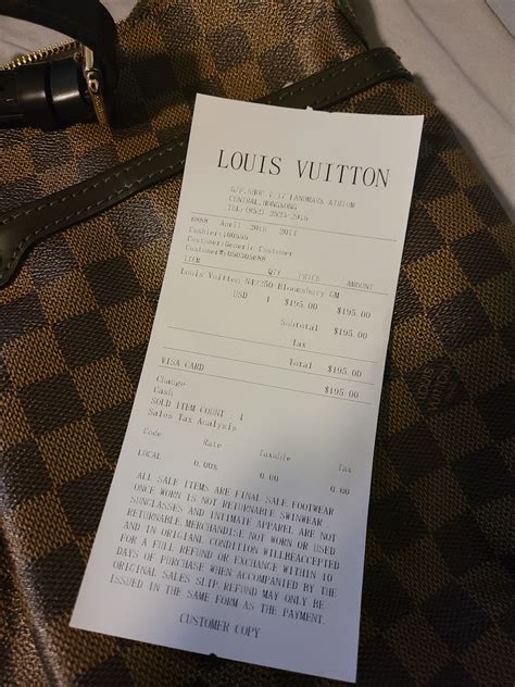 lv hong kong receipt|LOUIS VUITTON® .